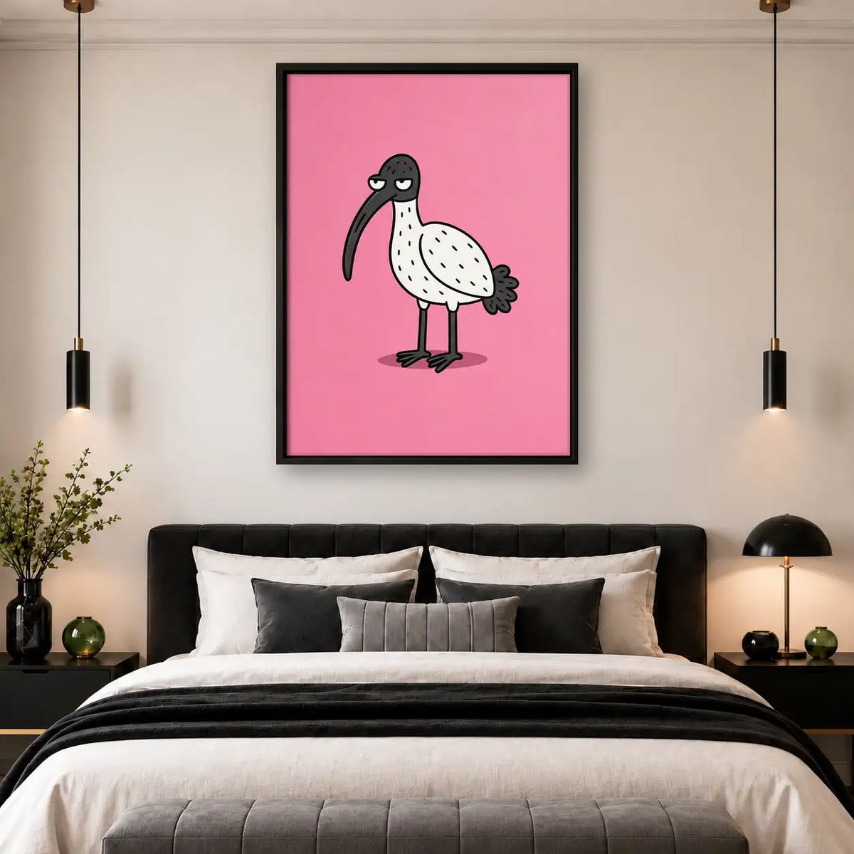 Minimal Pink Bird Character Wall Art 4
