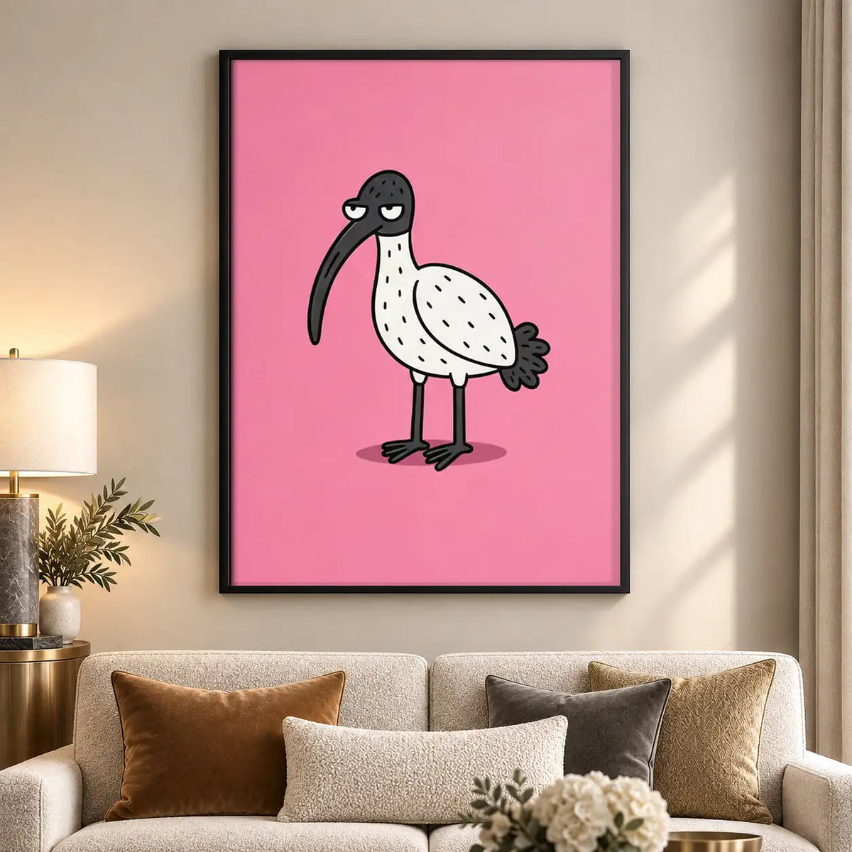 Minimal Pink Bird Character Wall Art 5
