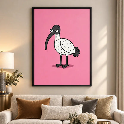 Minimal Pink Bird Character Wall Art 5