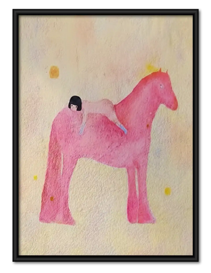 Minimal Pink Horse Wall Art