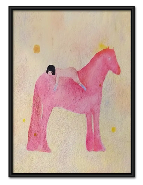 Minimal Pink Horse Wall Art