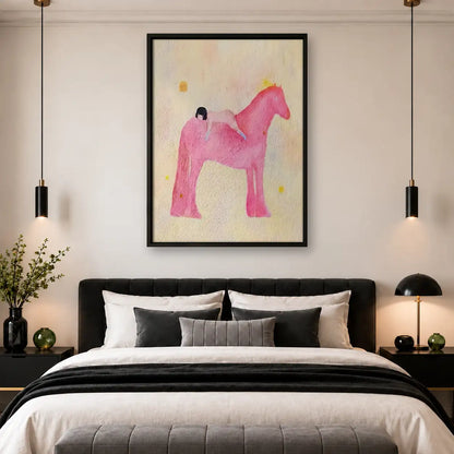 Minimal Pink Horse Wall Art 4