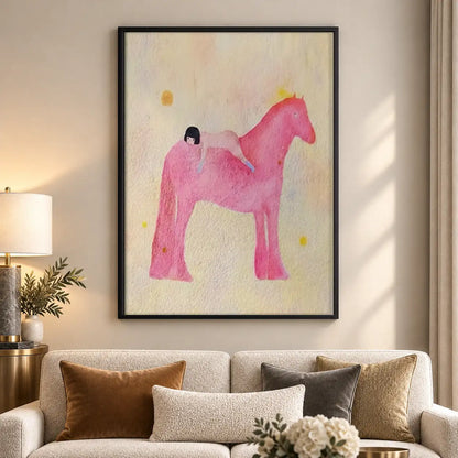 Minimal Pink Horse Wall Art 5