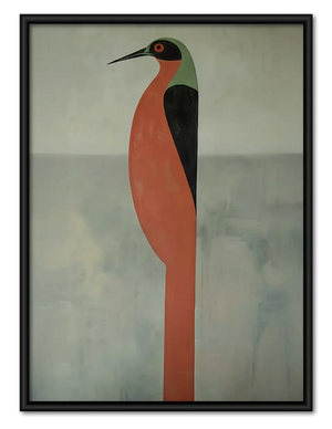Minimal Red and Black Bird Wall Art
