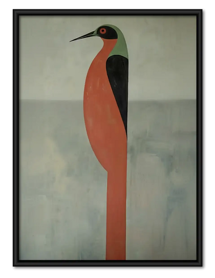 Minimal Red and Black Bird Wall Art