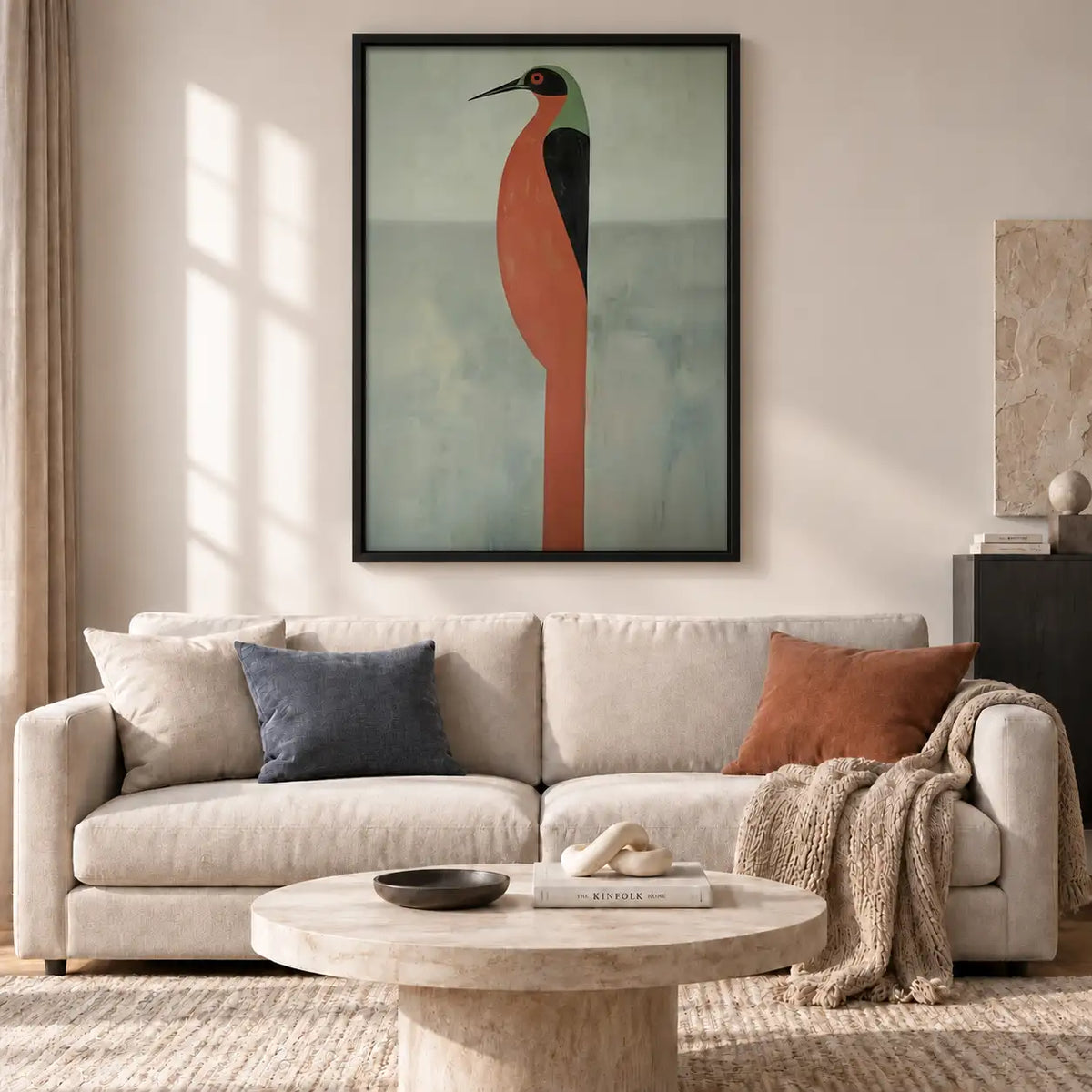 Minimal Red and Black Bird Wall Art 2