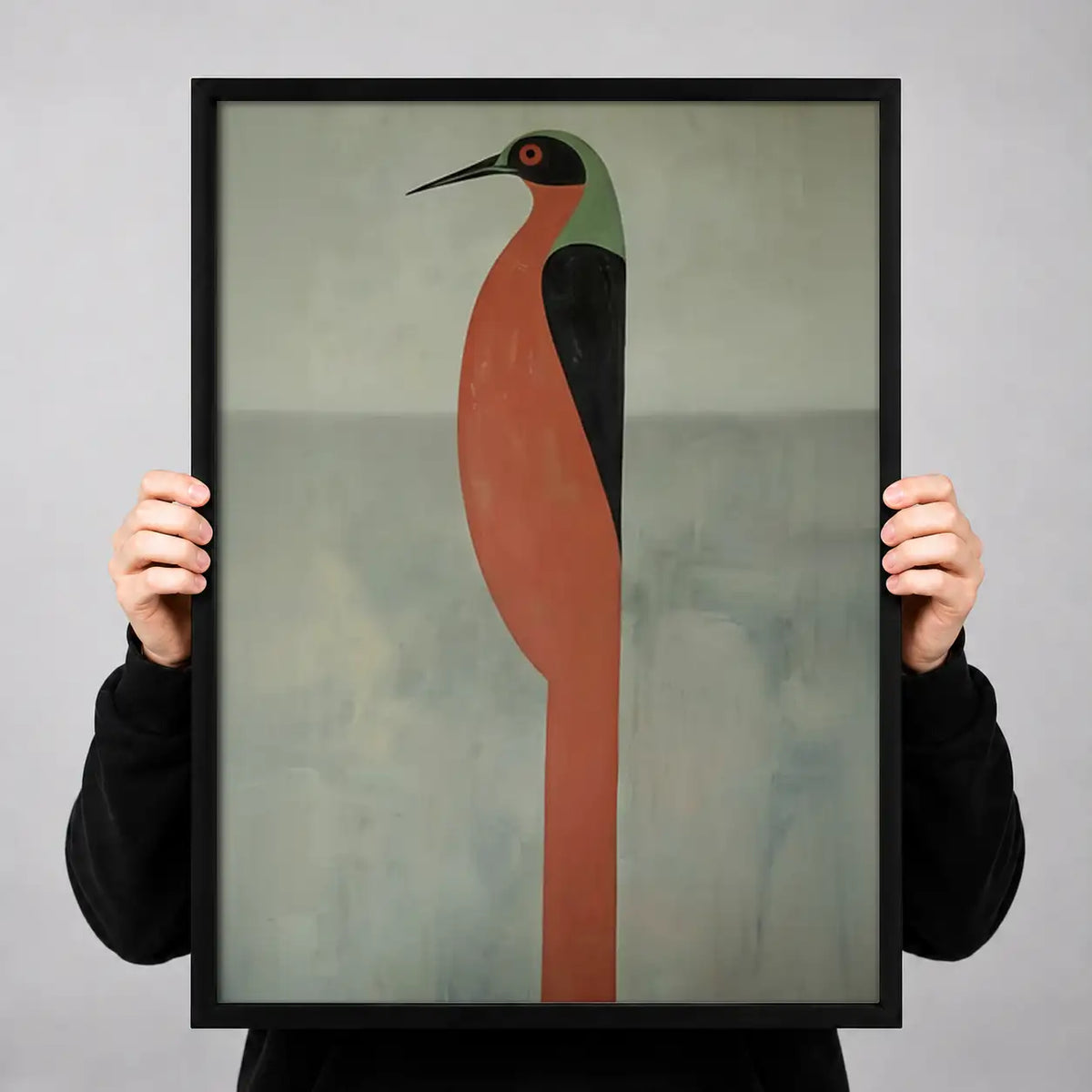Minimal Red and Black Bird Wall Art 3