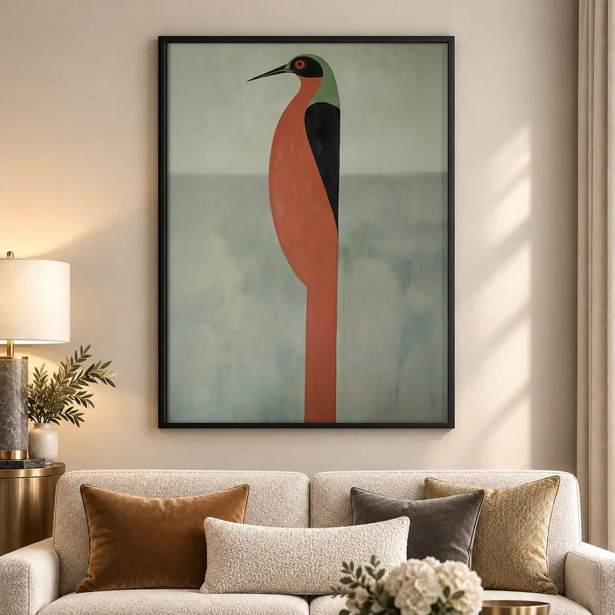 Minimal Red and Black Bird Wall Art 5
