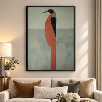 Minimal Red and Black Bird Wall Art 5