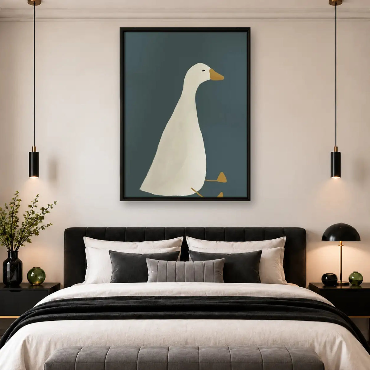 Minimal White Goose Profile Wall Art 4