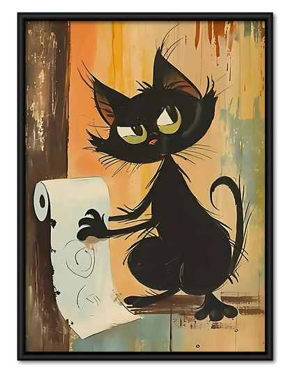 Mischievous Black Cats and Mice Wall Art 1