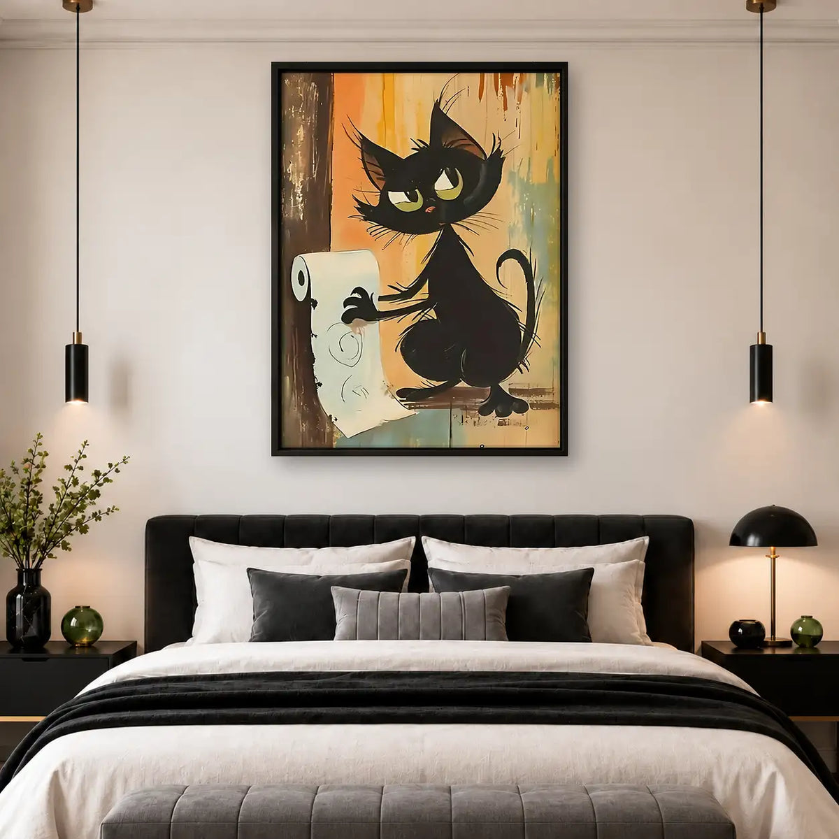 Mischievous Black Cats and Mice Wall Art 4