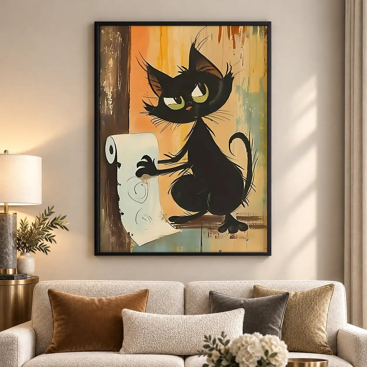 Mischievous Black Cats and Mice Wall Art 5