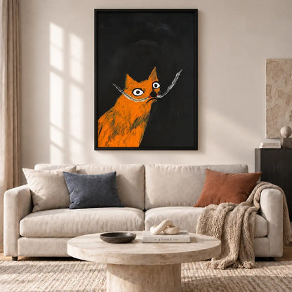 Mischievous Orange Cat with Knives Wall Art 2