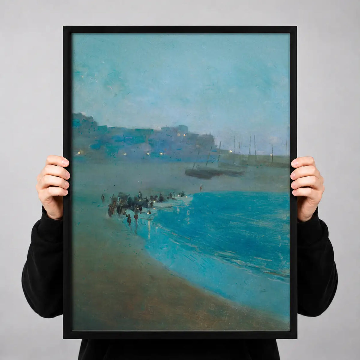 Misty Blue Lake Landscape Wall Art 3