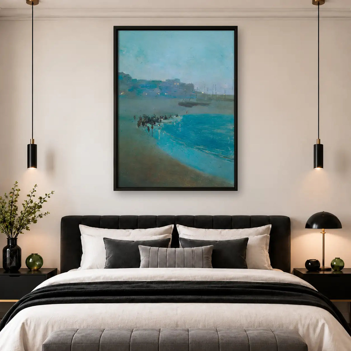 Misty Blue Lake Landscape Wall Art 4
