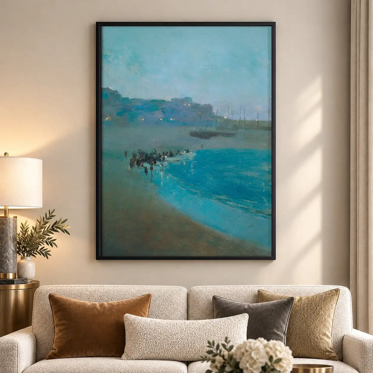 Misty Blue Lake Landscape Wall Art 5