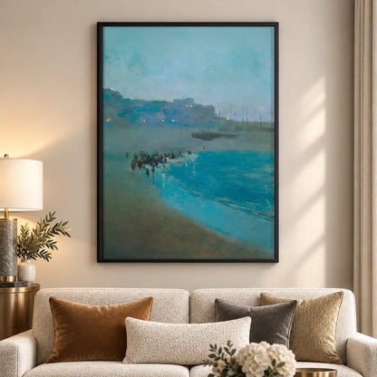 Misty Blue Lake Landscape Wall Art 5