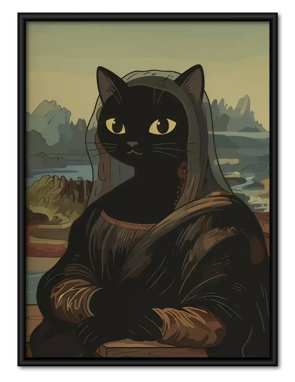 Mona Lisa Black Cat Wall Art 1