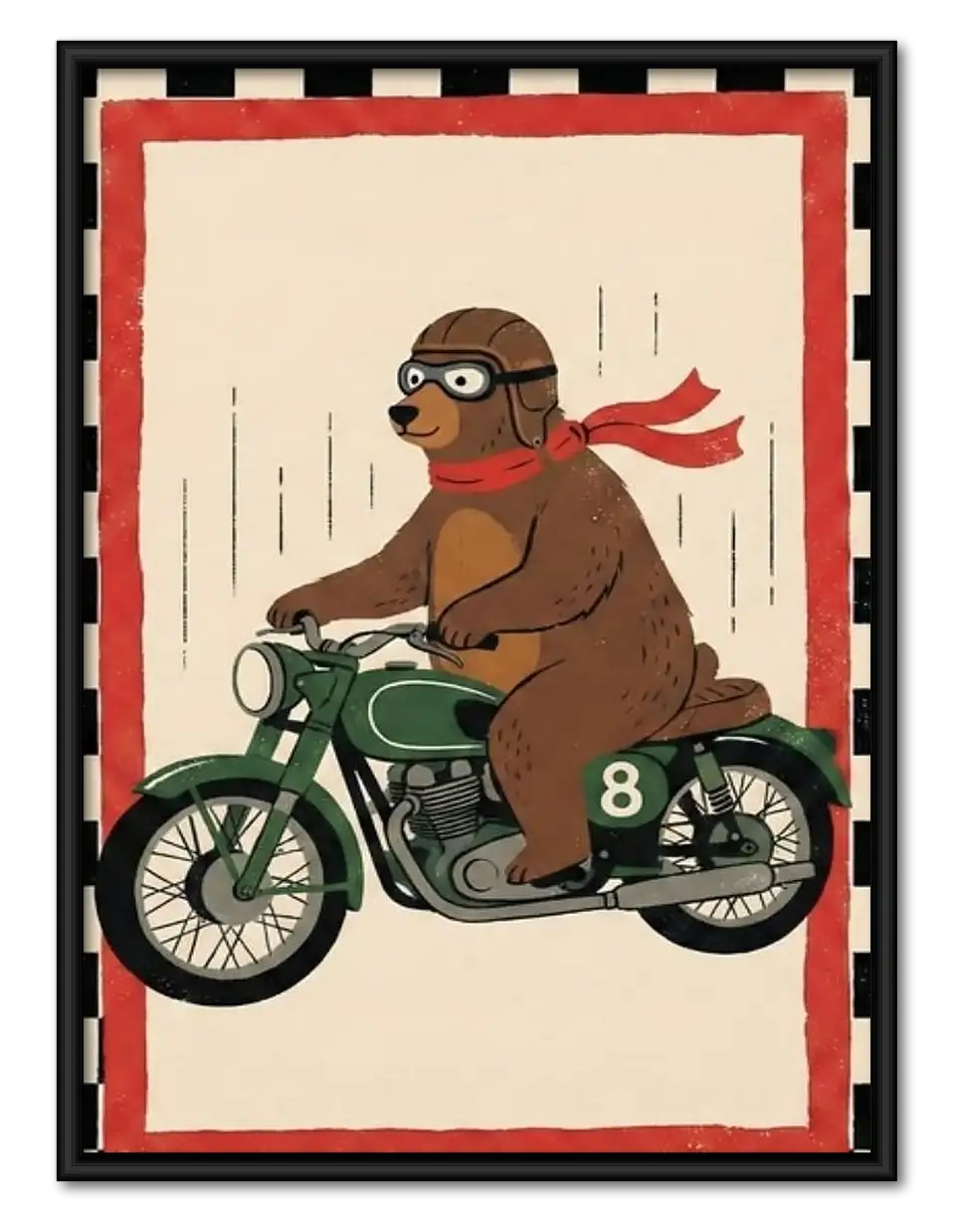 Monkey Riding Vintage Motorcycle Wall Art 1