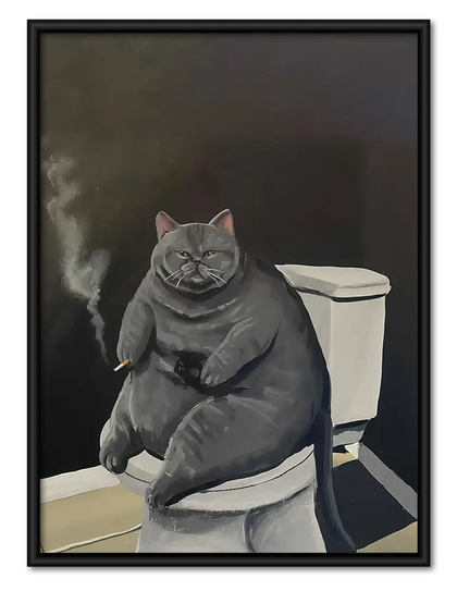 Moody Gray Cat Bathroom Wall Art