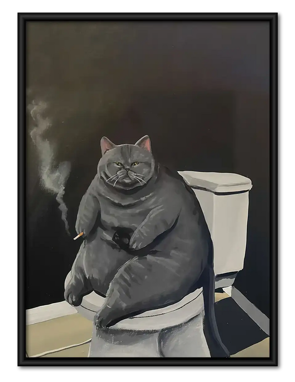 Moody Gray Cat Bathroom Wall Art