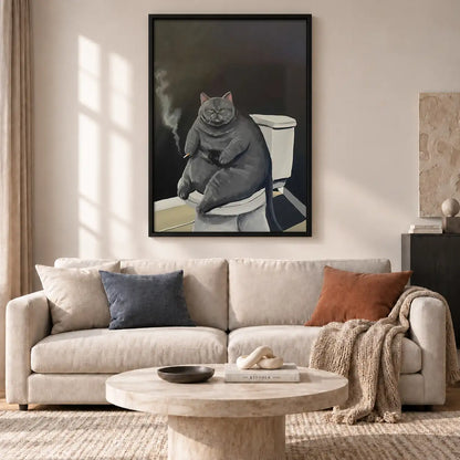 Moody Gray Cat Bathroom Wall Art 2
