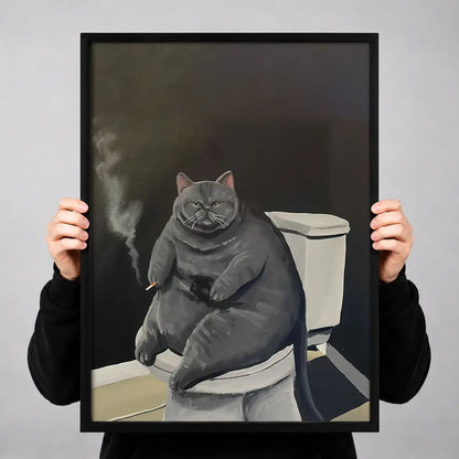 Moody Gray Cat Bathroom Wall Art 3