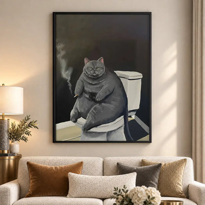 Moody Gray Cat Bathroom Wall Art 5