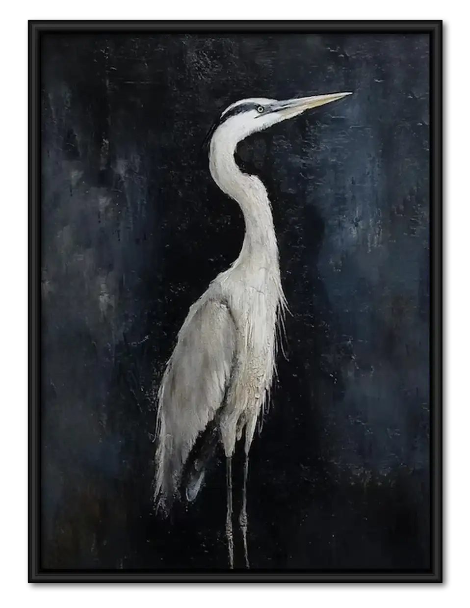 Moody White Heron Portrait Wall Art 1