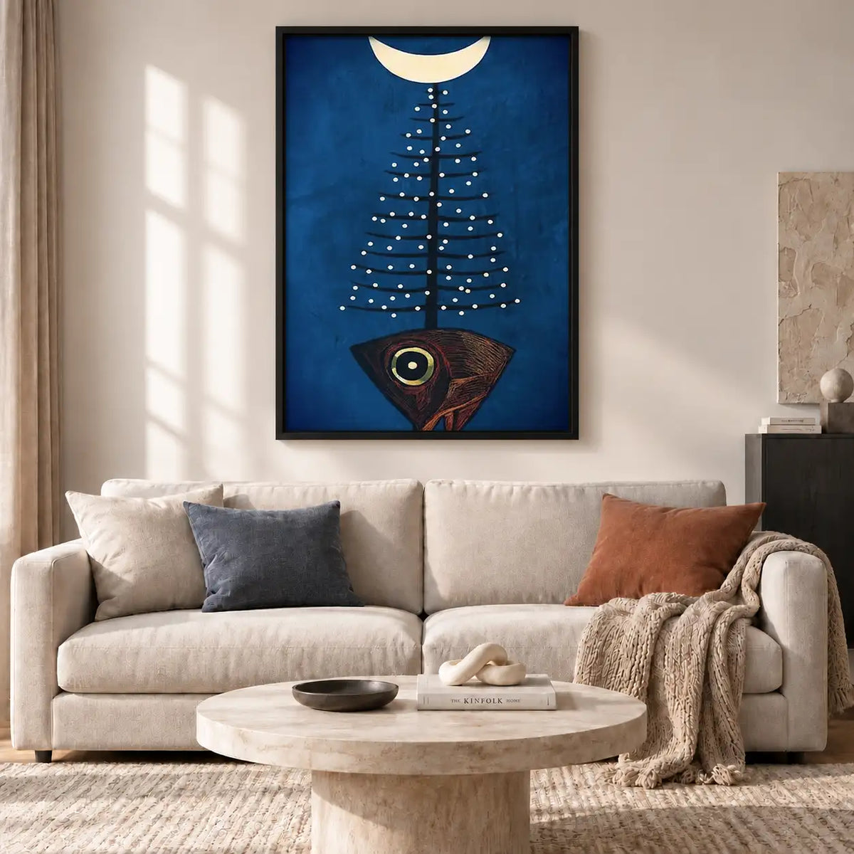 Moonlit Black Cat and Fishbone Tree Wall Art 2