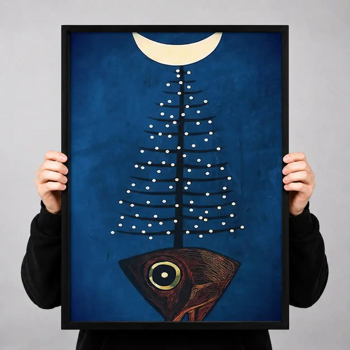 Moonlit Black Cat and Fishbone Tree Wall Art 3