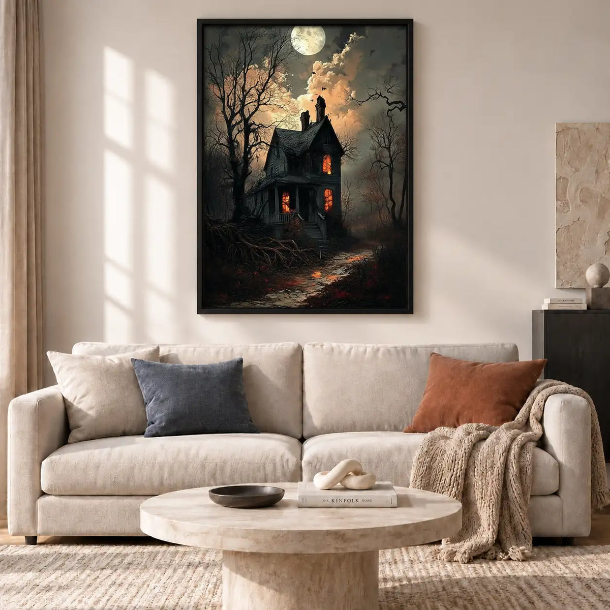 Moonlit Haunted House on Hill Wall Art 2