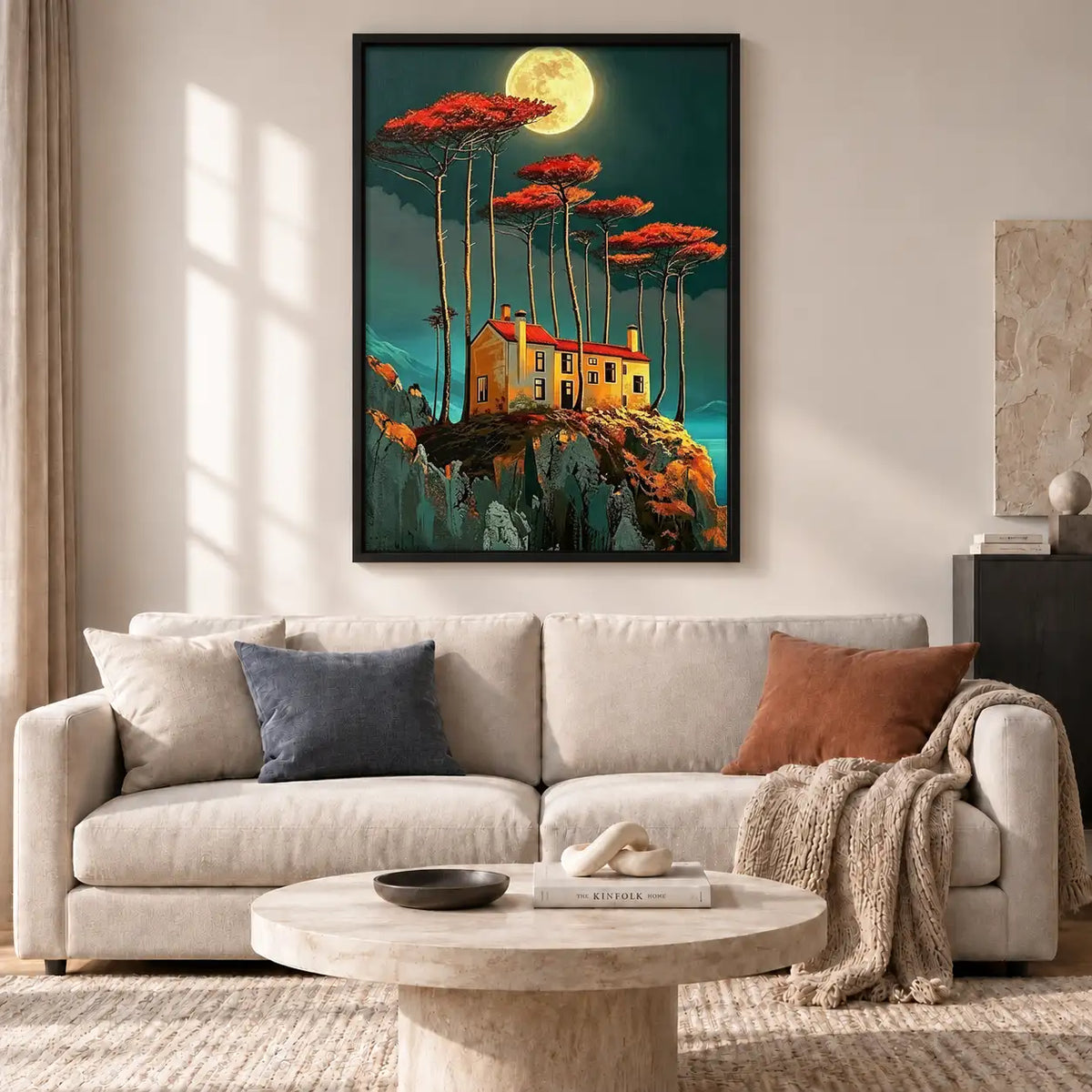 Moonlit Red Tree House Wall Art 2