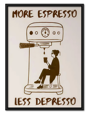 More Espresso Less Depresso Cafe Poster Wall Art