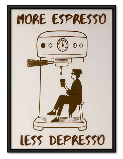 More Espresso Less Depresso Cafe Poster Wall Art