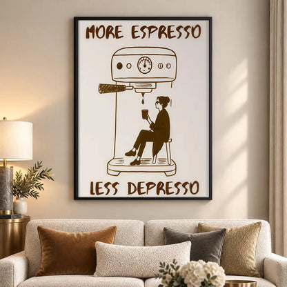 More Espresso Less Depresso Cafe Poster Wall Art 5