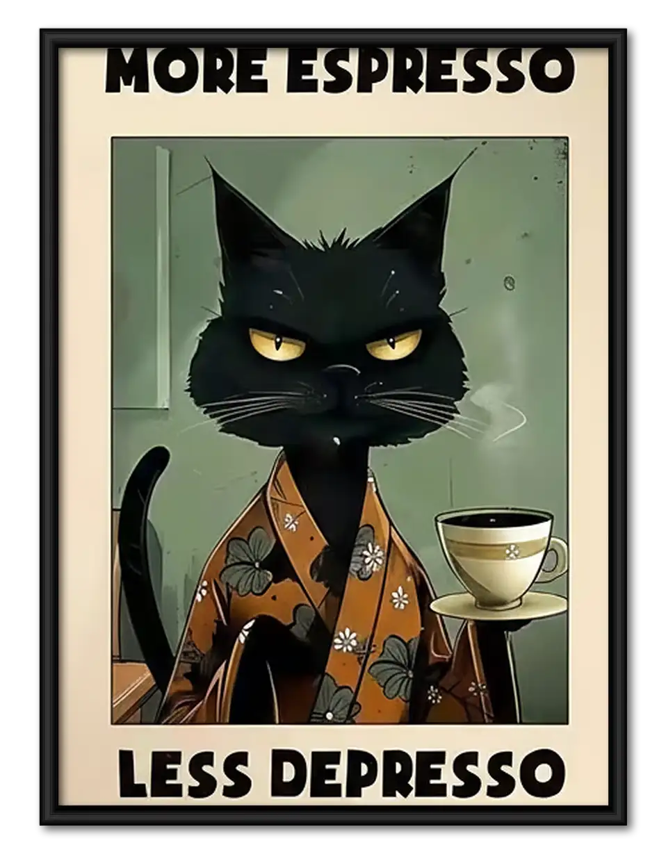 More Espresso Less Depresso Dapper Cat Wall Art 1
