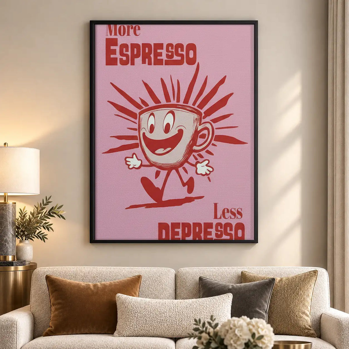 More Espresso Less Depresso Smiling Cup Wall Art 5