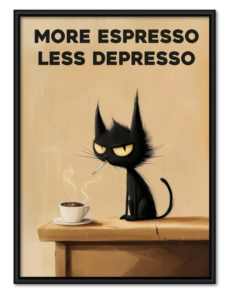 More Espresso Less Depresso Table Cat Wall Art 1
