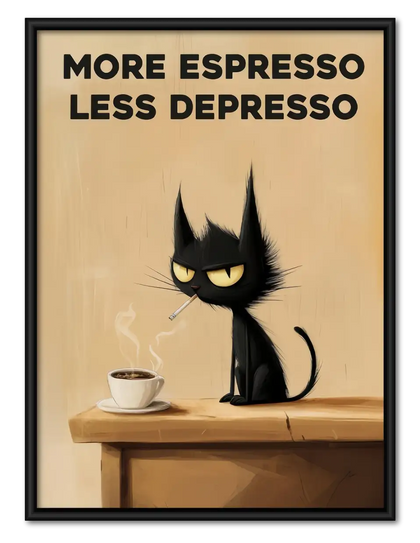 More Espresso Less Depresso Table Cat Wall Art