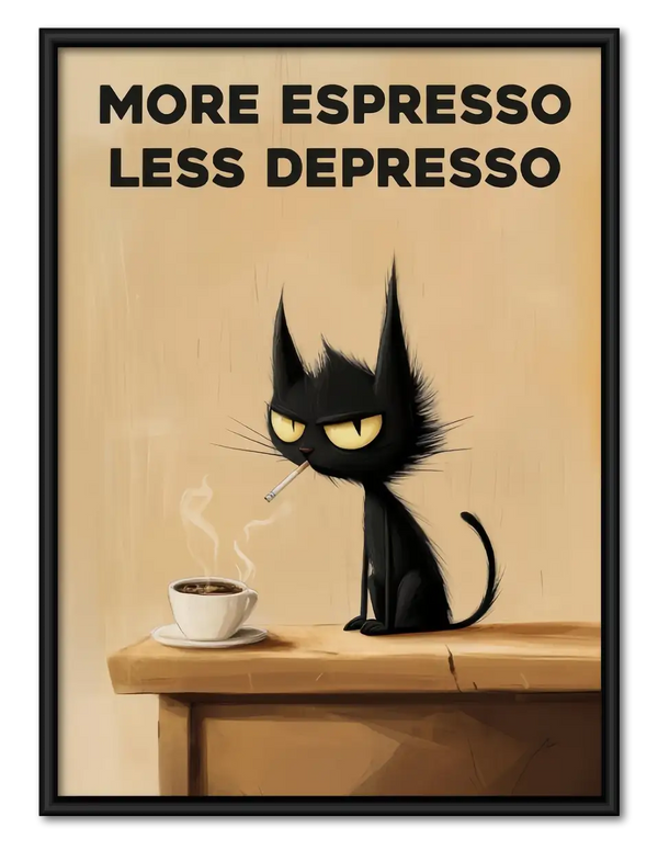 More Espresso Less Depresso Table Cat Wall Art