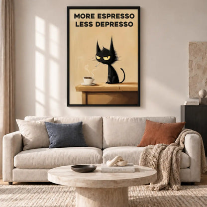 More Espresso Less Depresso Table Cat Wall Art 2