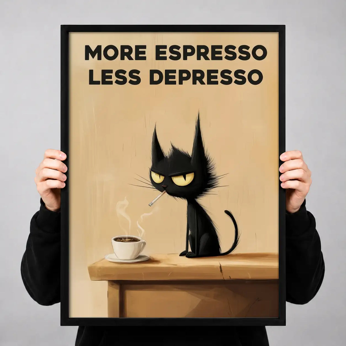 More Espresso Less Depresso Table Cat Wall Art 3