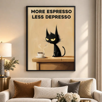 More Espresso Less Depresso Table Cat Wall Art 5