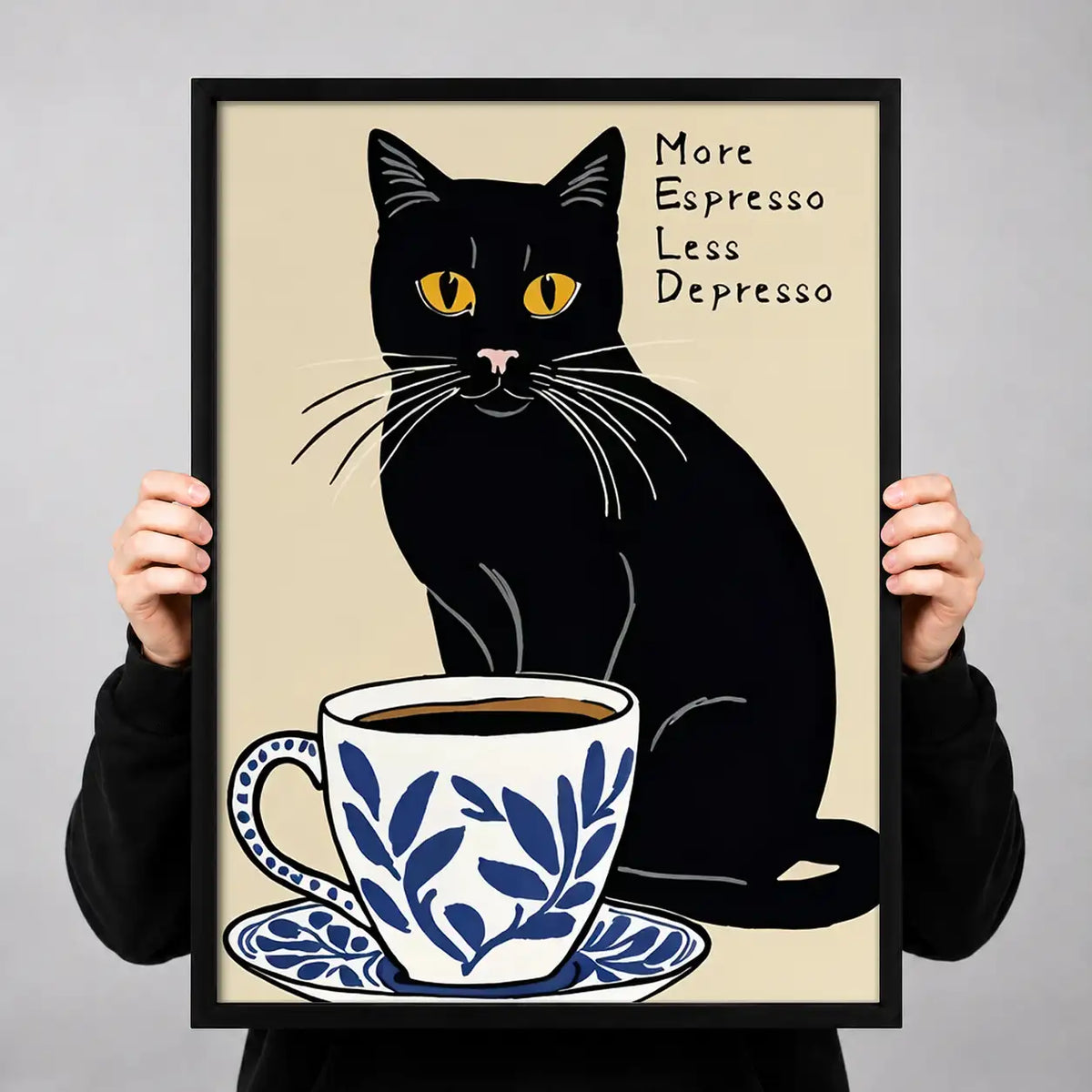 More Espresso Less Depresso Teacup Cat Wall Art 3