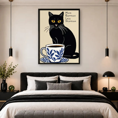 More Espresso Less Depresso Teacup Cat Wall Art 4