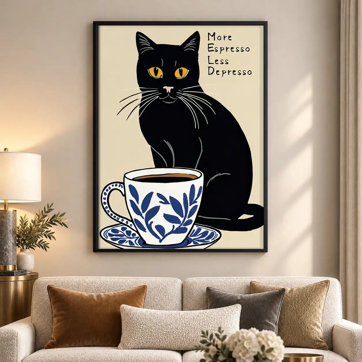 More Espresso Less Depresso Teacup Cat Wall Art 5