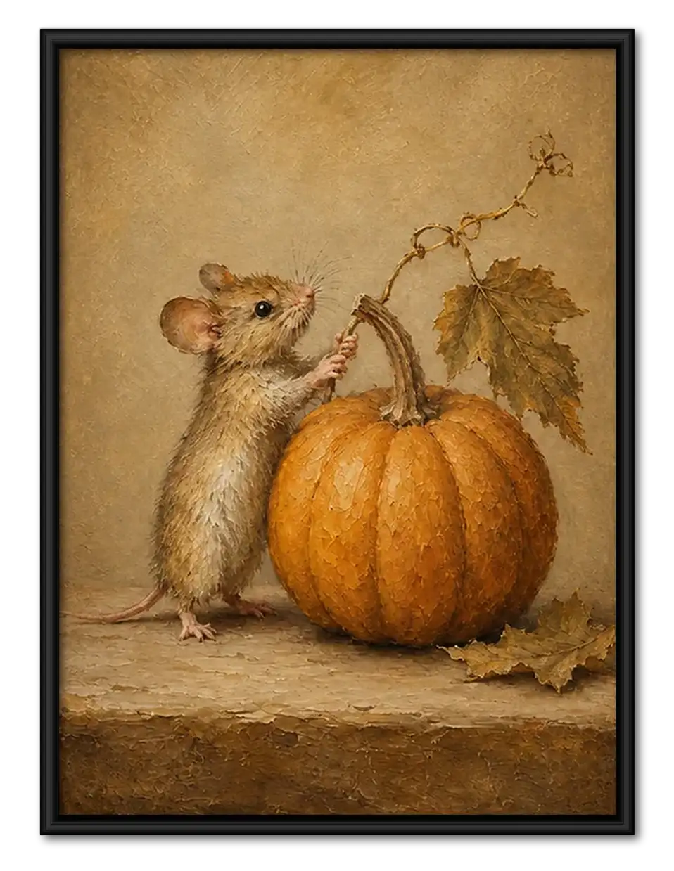 Mouse Resting beside Pumpkin Wall Art 1