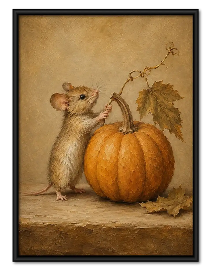 Mouse Resting beside Pumpkin Wall Art